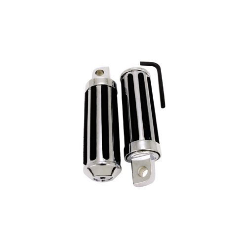 V-Factor 24030 Chrome Small Rail Style Footpegs w/Male Mount Universal Use (ext M8 & some Sportster 14-up Models) 