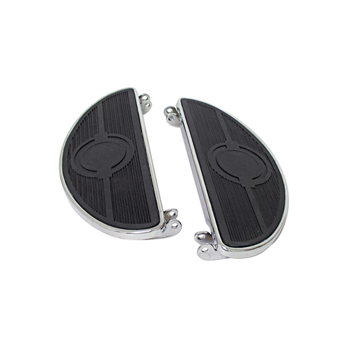 V-Factor 25576 Black Floorboard Set Half Moon Solid Style Bullseye Pad for Softail Heritage 1986-Later & Touring Flt Models 1980-Later Oem Replacement
