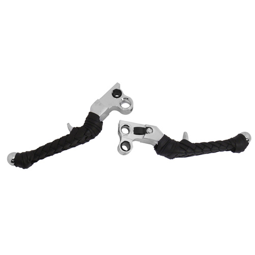  Ironbraid  BLACK BRAIDED LEVERS/NO FRINGE FITS ALL 1996/2007 EX 04/L*SPT 08/13 TOURING & 2015 SOFTAIL