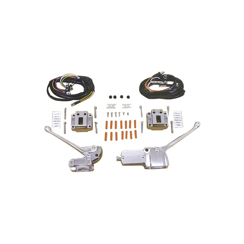 V-Factor 44705 Chrome Handlebar Control Kit 3/4" Bore w/Black Switch Kit for Big Twin Fl 72-81 (OE Style) Fx & Xl 73-81