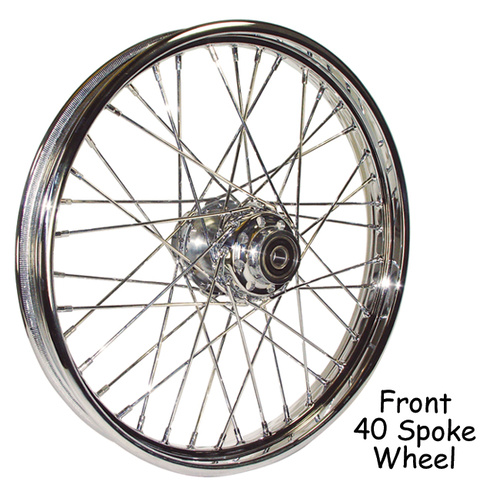 V-Factor 51638 Chrome Front 40 Spoke 21" x 2.15 w/3/4" Bearing Fits Softail Fxst & Dyna Fxdwg 1984-99