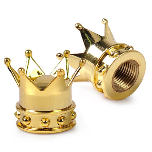 Trik Tops 53216 Custom Valve Stem Cap Pair Crown Gold