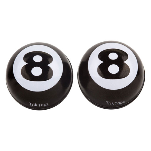 Trik Tops 53219 Custom Valve Stem Cap Pair Eight Ball Black & White