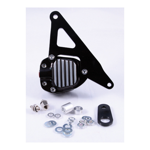 GMA 58716 Black Front Caliper and Bracket kit fits Fx & Sportster 1974-77 (Running 19" Single Disc Wheel Only) GMA200EB