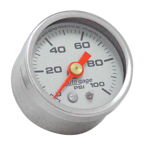 Auto Meter 88026 Black with Silver Face 100lb Oil Pressure Gauge 1/8-27npt 1 1/2" o.d Universal use Custom Applications Sold Each