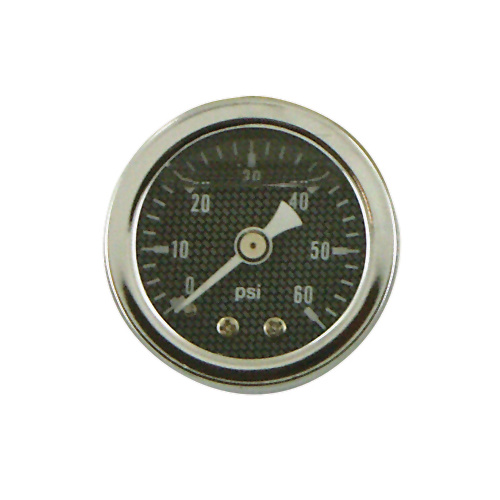 Marshall Instruments 88030 Chrome with Carbon Fiber Look 60lb Oil Pressure Gauge 1/8-27npt 1 1/2" o.d Universal Use fits Custom Applications Sold Each