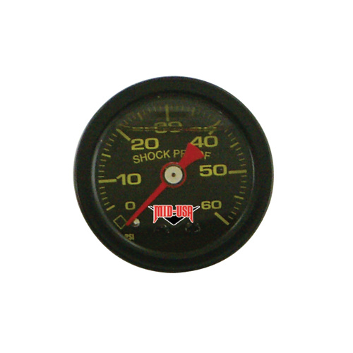 Mid-USA 88036 Black with Black Face 60lb Oil Pressure Gauge 1/8-27npt 1 1/2" o.d Universal Use fits Custom Applications Sold Each