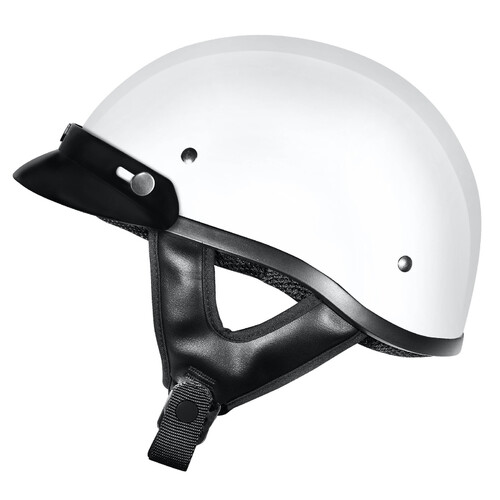 M2R Rebel Shorty Solid Gloss White Helmet w/Peak [Size:XS]