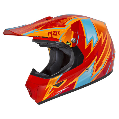 M2R XYouth Thunder PC-8 Gloss Red/Orange/Blue Youth Helmet [Size:SM]