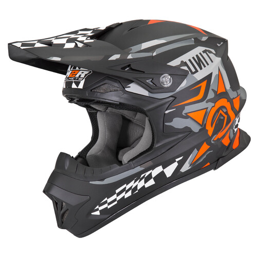 M2R EXO Unit Bulletin Matte Black/Orange Helmet [Size:SM]