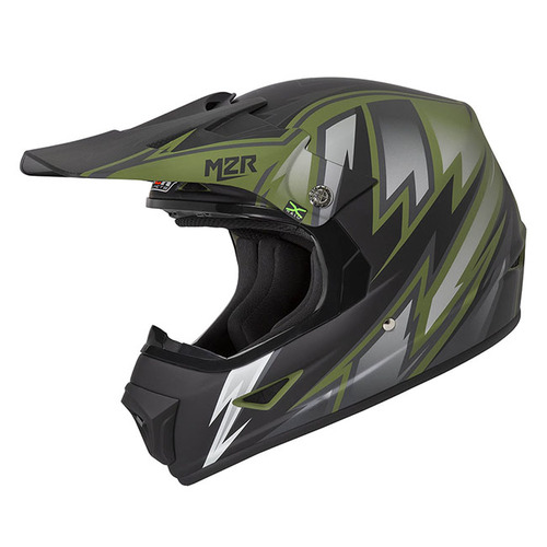 M2R XYouth Thunder PC-4F Matte Combat Green/Black Youth Helmet [Size:MD]