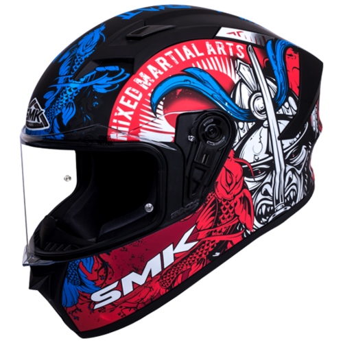 SMK Stellar Samurai Matte Black/Blue/Red MA253 Helmet [Size:XS]