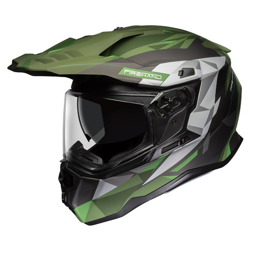 M2R Hybrid Poly PC-4F Matte Military Green/Silver/Black Helmet [Size:XS]