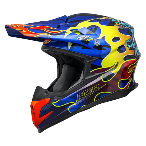 M2R X4.5 Main Event PC-2 Blue/Red/Yellow Helmet [Size:XS]