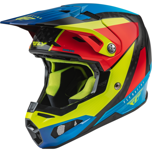 FLY Formula Carbon Prime Hi-Vis/Blue/Red Carbon Helmet [Size:2XL]