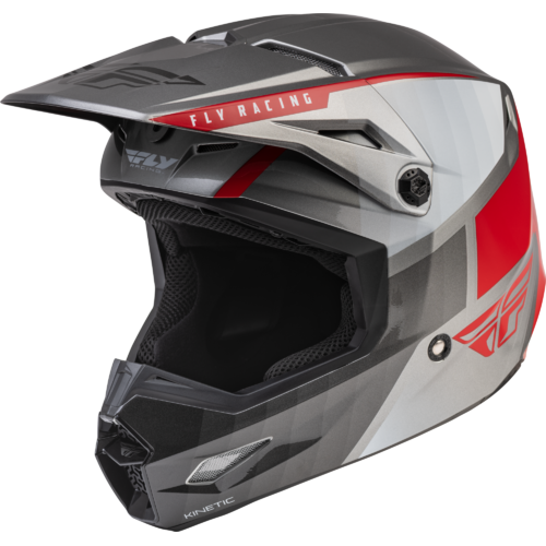 FLY Kinetic Drift Charcoal/Light Grey/Red Youth Helmet [Size:SM]
