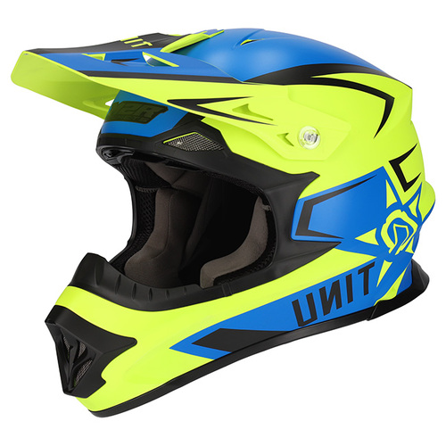 M2R EXO Unit Protech PC-2F Matte Blue/Hi-Vis Yellow Helmet [Size:XS]