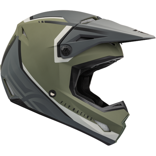 FLY 2023 Kinetic Vision Matte Olive Green/Grey Youth Helmet [Size:SM]