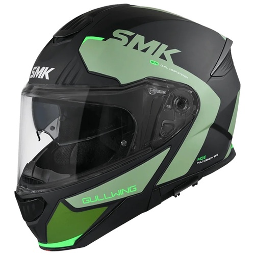 SMK Gullwing Kresto Matte Black/Green MA288 Modular Helmet [Size:XS]