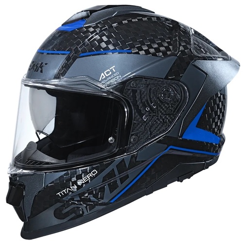 SMK Titan Carbon Nero Black/Blue/Grey GL256 Helmet [Size:XS]
