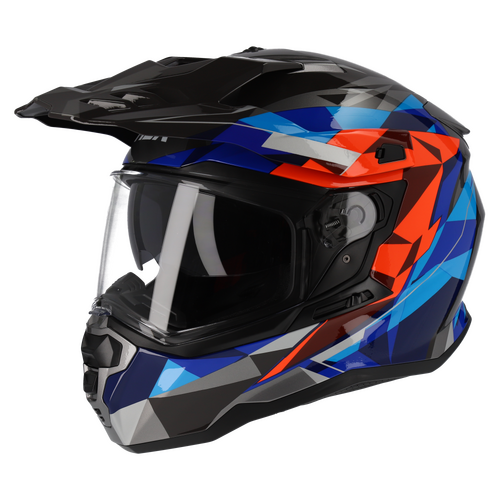 M2R Hybrid Poly PC-1 Gloss Blue/Red/Silver/Black Helmet [Size:XS]