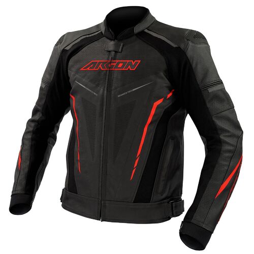 Argon Descent Black/Red Perforated Leather Jacket [Size:48]