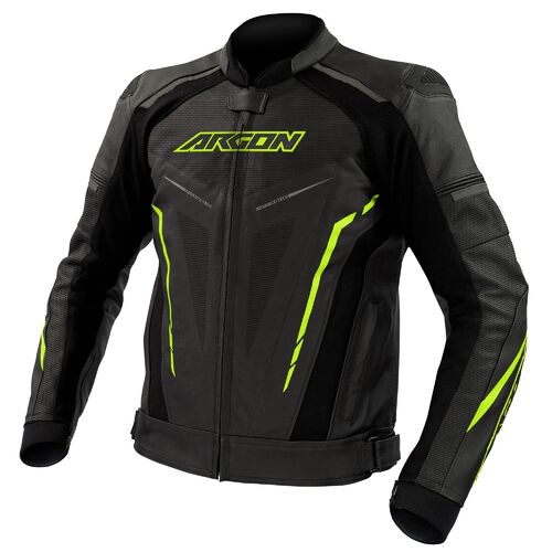 Argon Descent Black/Hi-Vis Perforated Leather Jacket [Size:48]
