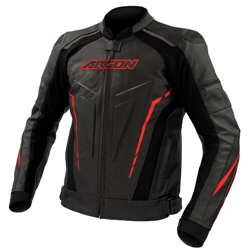 Argon Descent Black/Red Non-Perforated Leather Jacket [Size:48]