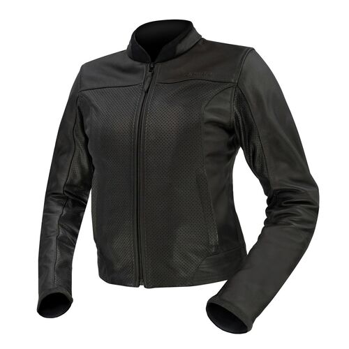 Argon Abyss Black Perforated Womens Leather Jacket [Size:6]