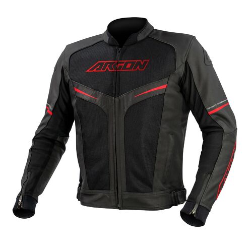 Argon Fusion Black/Red Leather Jacket [Size:54]