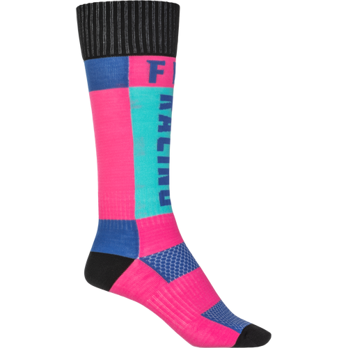 FLY 2023 MX Pink/Blue Youth Thick Socks