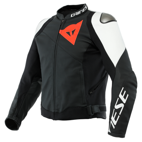 Dainese Sportiva Matte Black/Matte Black/White Leather Jacket [Size:48]