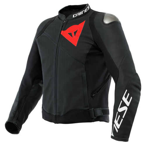 Dainese Sportiva Matte Black/Matte Black/Matte Black Perforated Leather Jacket [Size:48]