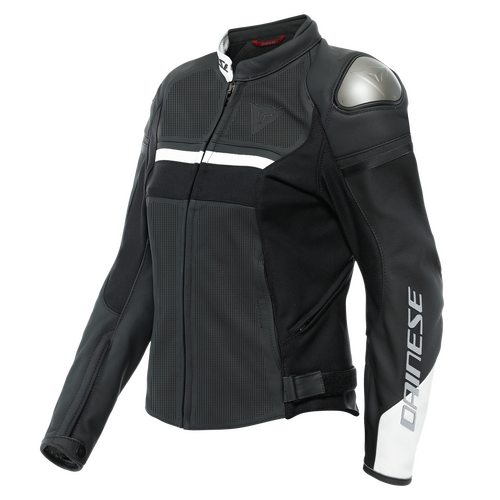 Dainese Rapida Lady Matte Black/Matte Black/White Perforated Womens Leather Jacket [Size:40]