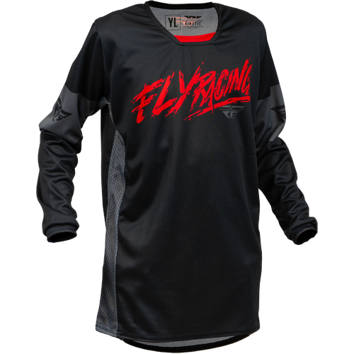 FLY 2023 Kinetic Khaos Black/Red/Grey Youth Jersey [Size:LG]