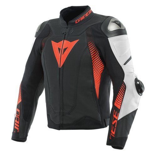 Dainese Super Speed 4 Perforated Matte Black/White/Fluro Red Leather Jacket [Size:44]