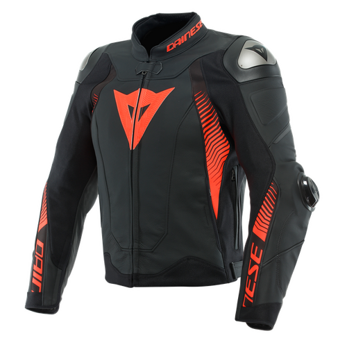 Dainese Super Speed 4 Matte Black/Fluro Red Leather Jacket [Size:56]