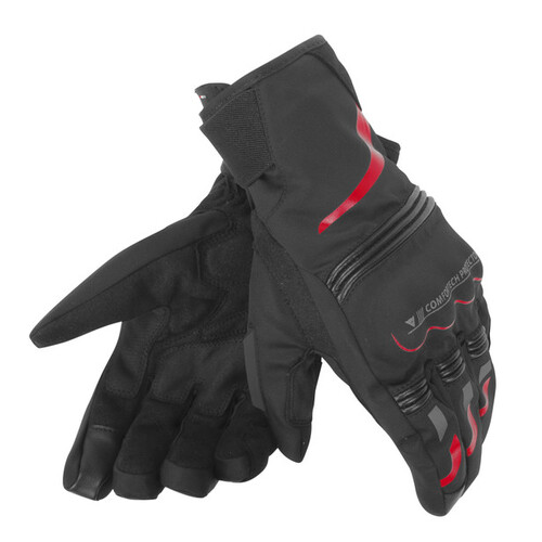 Dainese Tempest Unisex D-Dry Short Black/Red Gloves [Size:SM]