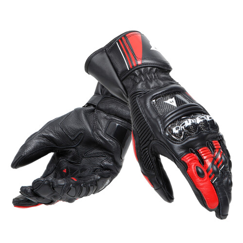Dainese Druid 4 Black/Lava Red/White Leather Gloves [Size:SM]