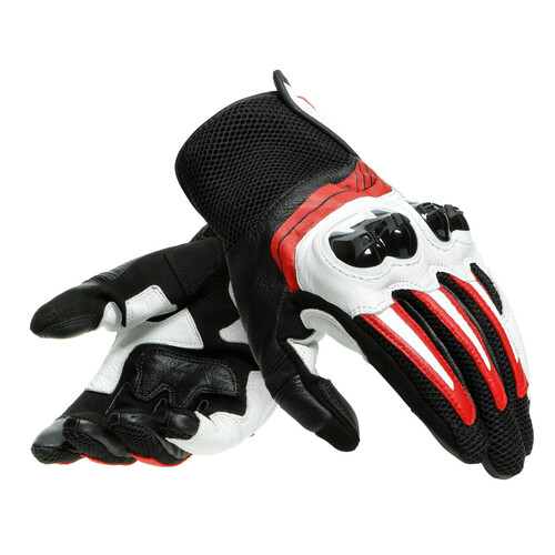 Dainese Mig 3 Unisex Black/White/Lava Red Leather Gloves [Size:XS]