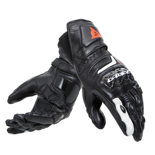 Dainese Carbon 4 Long Lady Black/Black/White Leather Gloves [Size:LG]