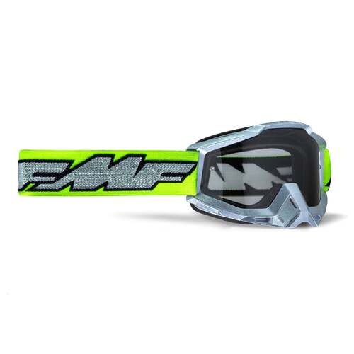 FMF Vision Powerbomb Goggles Rocket Silver Lime w/Clear Lens
