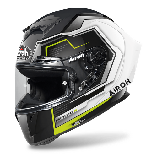 Airoh GP550 S Rush Gloss White/Yellow Helmet [Size:XS]