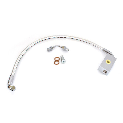 Magnum Shielding MS-AS37027 Sterling Chromite Stock Length Lower Front Brake Line for Softail 18-Up