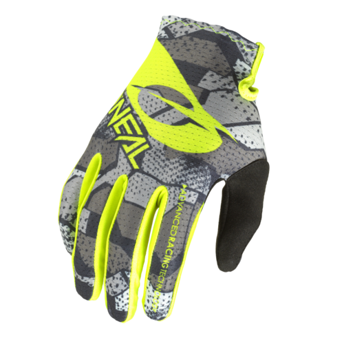 Oneal 2023 Matrix Camo V.22 Grey/Neon Yellow Gloves [Size:LG]
