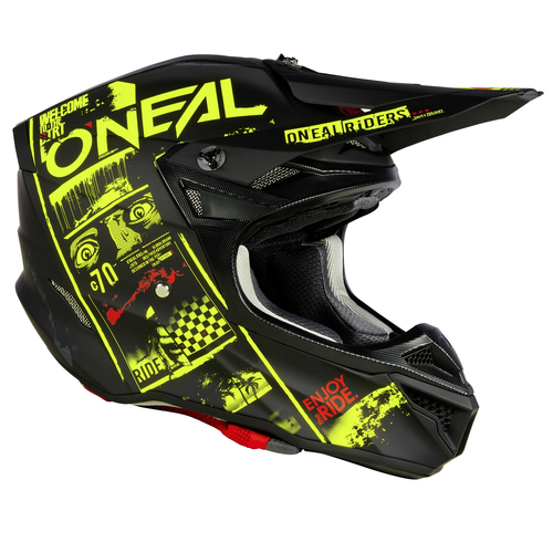 Oneal 2023 5 SRS Attack V.23 Black/Neon Yellow Helmet [Size:MD]