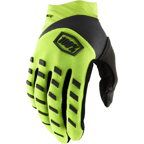 100% Airmatic Fluro Yellow/Black Gloves [Size:SM]