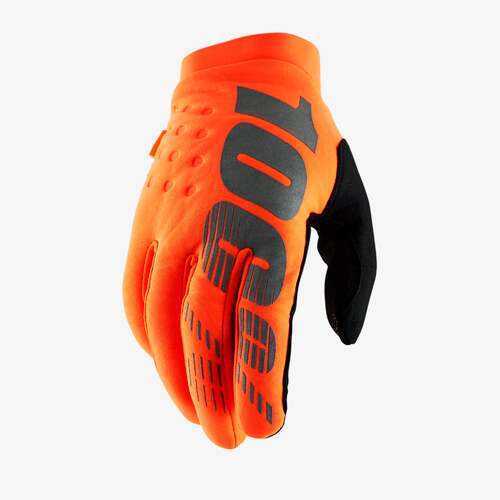 100% Brisker Fluro Orange/Black Gloves [Size:MD]