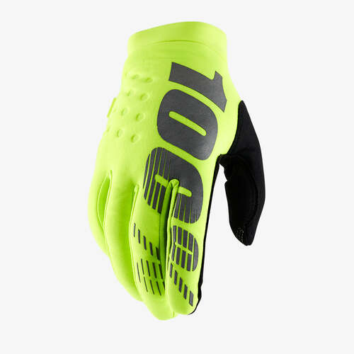 100% Brisker Fluro Yellow/Black Gloves [Size:SM]