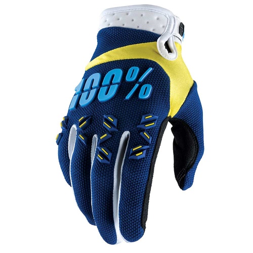 100% Airmatic Navy/Yellow Gloves [Size:SM]